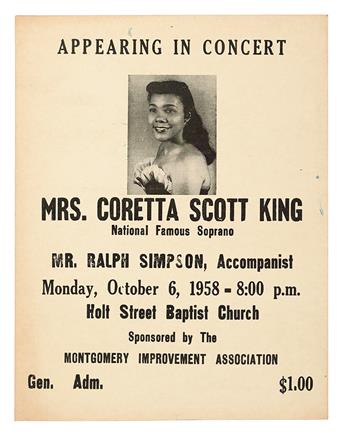 (CIVIL RIGHTS--KING, MARTIN LUTHER JR.) Montgomery Improvement Association Appearing in Concert Mrs. Coretta Scott King, National Famo